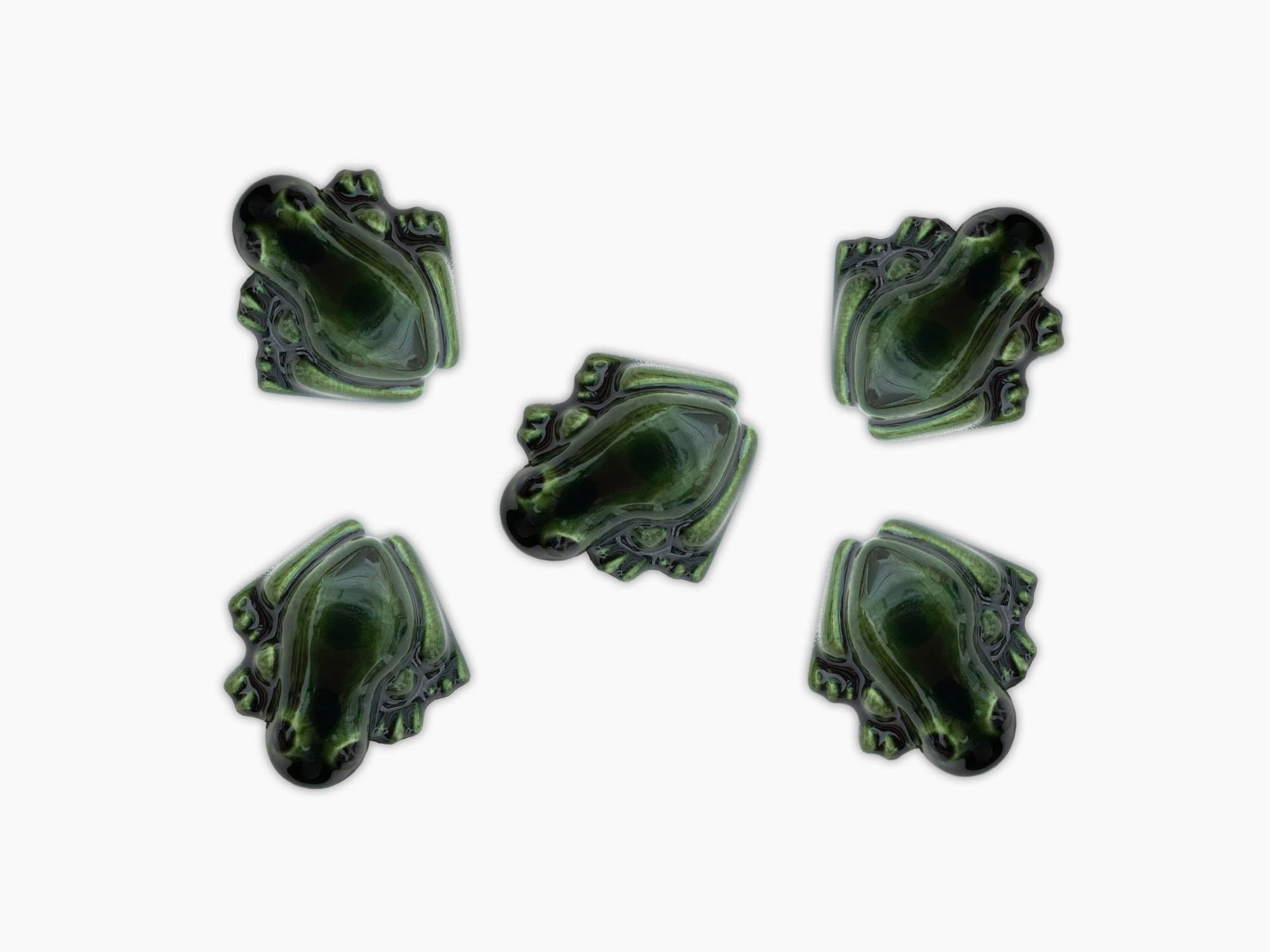 Set of Five Ceramic Frogs