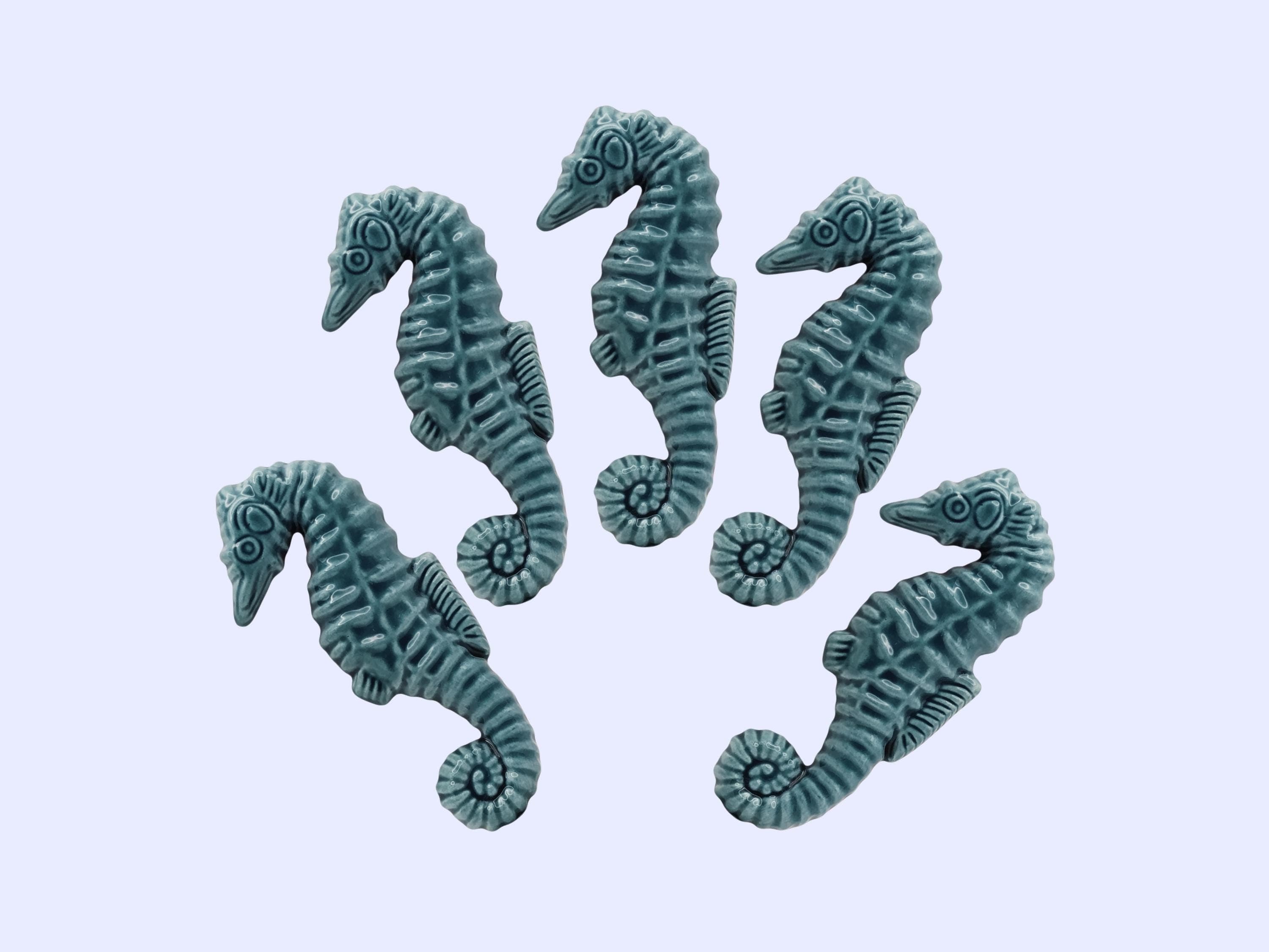 Set of Five Ceramic Seahorses
